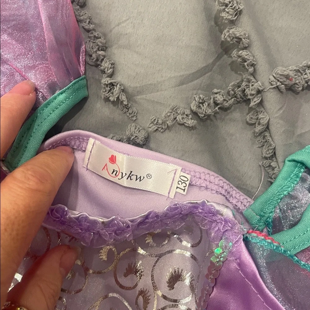 Mermaid Princess Costume Set - Purple and Green 130 or 7-8 year size new